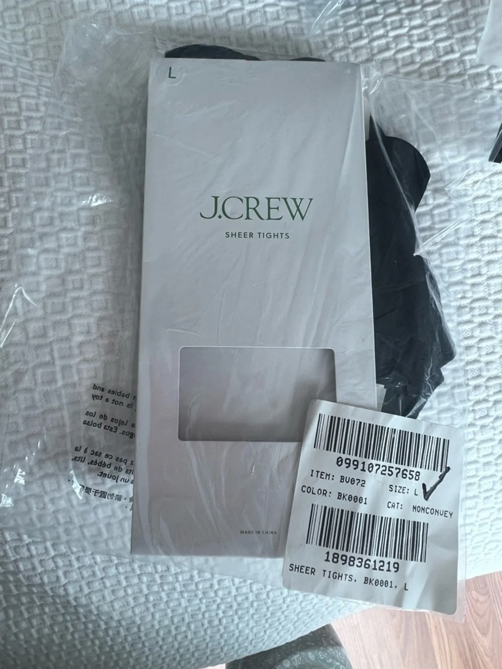 J. Crew Black Sheer Hosiery